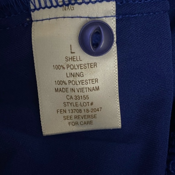 Blousology Blouse Sheer Tie Sleeve Smocked Hem Royal Blue Relaxed Fit Size L - Picture 3 of 8